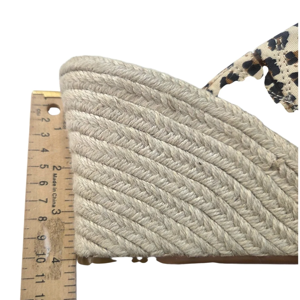 TOMS Monica Suede Espadrille Wedge Sandals NEW Leopard Print Womens 10 Brown